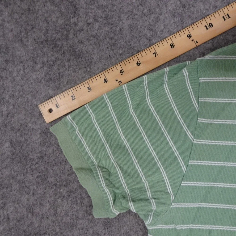 Ralph Lauren Polo Shirt Mens Large L Green Short Sleeve Striped Cotton Pony
